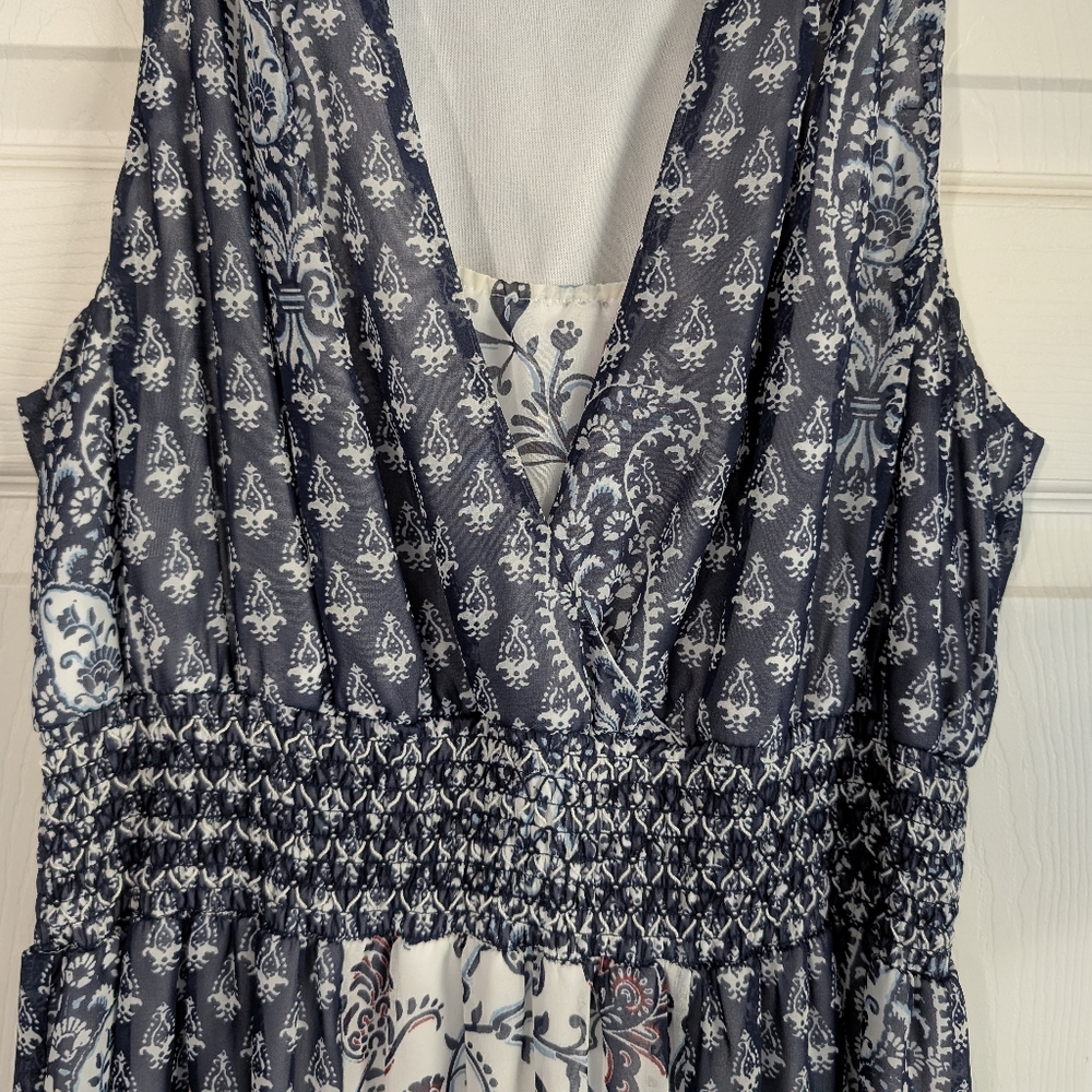 CATO Blue and White Maxi Dress Size L - Picture 3 of 7